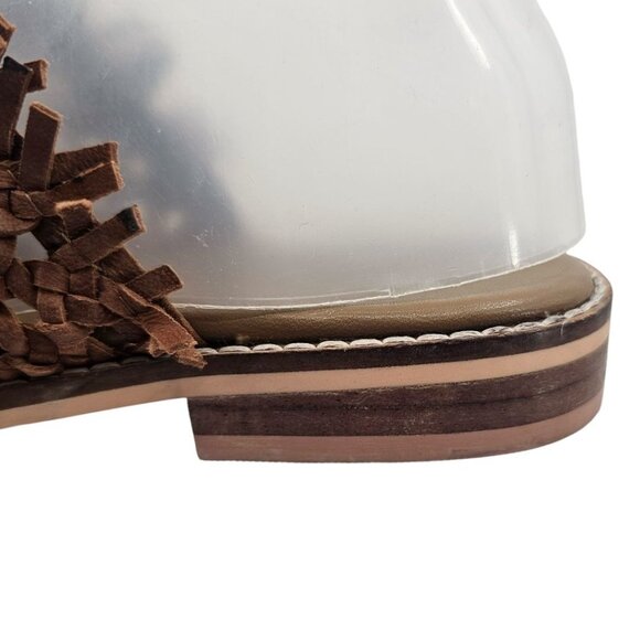 Free People‎ Womens 36 Mirage Brown Leather Woven Flat Mules Sandals - Picture 9 of 16